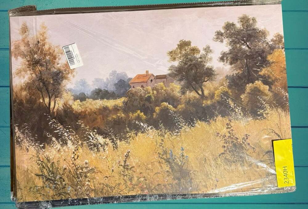 Landscape Oil Painting Style Canvas Wall Art Featuring House and Meadow